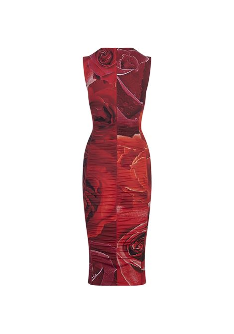 Abito Midi Con Stampa Rose ROBERTO CAVALLI | UKT147-LNN4802000